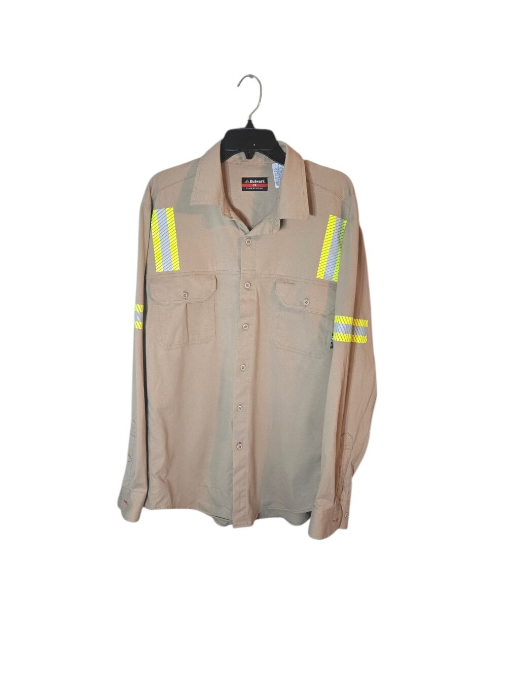 Bulwark FR Long Sleeve Button Down Reflective Work Shirt, Large, Flame Resistant